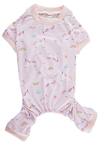 Pink Unicorn Rainbow Dog Pajamas Onesie Pet Pjs for Fall Winter, Cotton Back Length 20