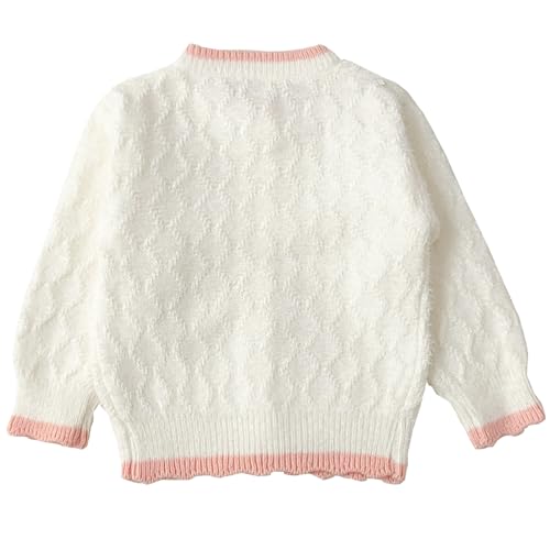 Toddler Girls Cardigan Sweater Kids Button Knit Sweater with Rabbit Doll Size 2-7T2