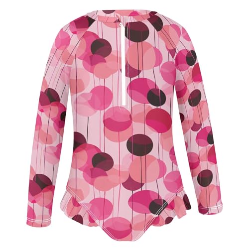 1 Piecing Long Sleeve Swimsuit Girls Art Balloon Magenta Peach Surfing Swimsuits Bathing Suits for Kids2