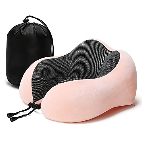 Travel Pillow, 100% Memory Foam Neck Pillow with Comfortable Fleece Cover, Airplane Travel Kit Neck Pillows for Traveling Nap Rest Sleep Business Trip Car Flight (Pink) Travel Pillow, 100% Memory Foam Neck Pillow with Comfortable Fleece Cover, Airplane Travel Kit Neck Pillows for Traveling Nap Rest Sleep Business Trip Car Flight (Pink)