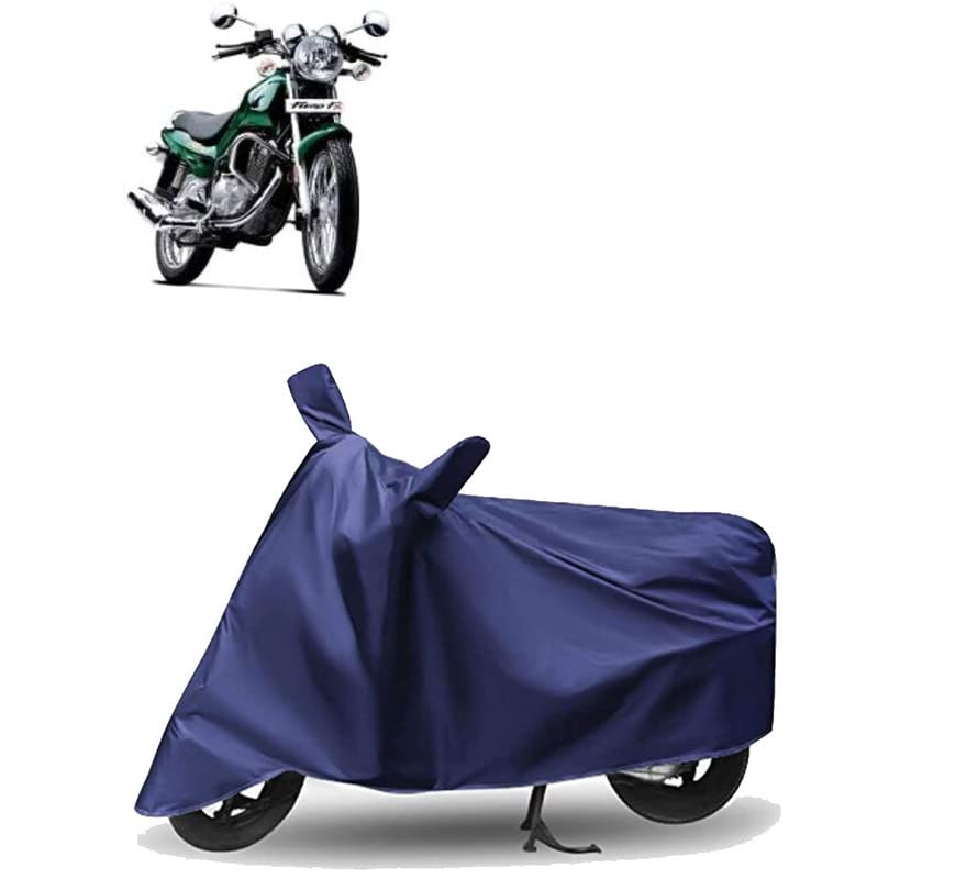 Auto Pearl Navy Blue Bike Body Cover with Mirror Pockets Buckle Belt Compatible with Fiero FX