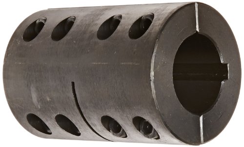 Climax Part 2CC-125-125-KW Mild Steel, Black Oxide Plating Clamping Coupling, 1 1/4 inch X 1 1/4 inch bore, 2 1/4 inch OD, 3 3/8 inch Length, 1/4-28 x 3/4 Clamp Screw