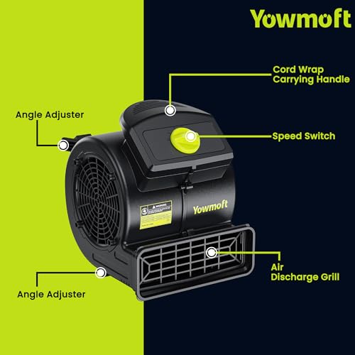 Image of Air Mover, Powerful 100W Carpet Dryer for Cooling, 550 CFM Floor Drying Fan with 4-Speed & 3 Blowing Positions, Floor Blower For Janitorial, Plumbing, Home, Commercial, Industrial Use