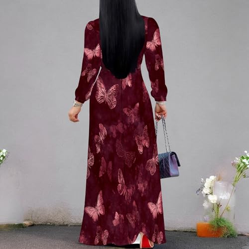 Image of PinkPatty Women's Long Sleeve Maxi Dress Plus Size Trendy Wedding Guest Wrap Dress with Pockets&Belt