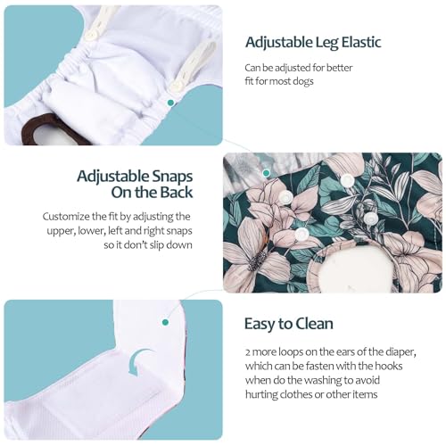 Image of CuteBone Female Dog Diapers with Skirts 3 Pack Reusable Puppy Dresses Pants for Heat Cycle Period