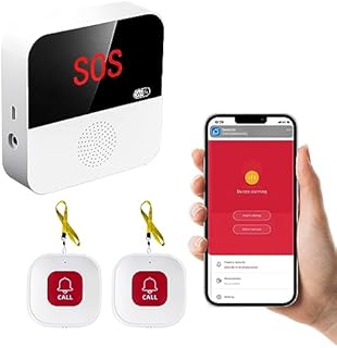 Chatthen Notrufknopf für Senioren, Tuya WiFi Alarmanlage Haus, Senioren Notruf Empfänger*1+Ruftaste*2, Kompatibel mit Tuya Smart/Smart Life/Alexa (Unterstützt Wi-Fi 2.4GHz)