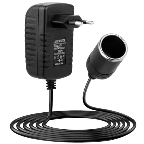 Adaptador de Corriente para Coche, Convertidor de Voltaje 100V-240V a 12V 3A 36W, Fuente de Alimentación AC-DC con Encendedor de Cigarrillo de Coche, Transformador Rectificador