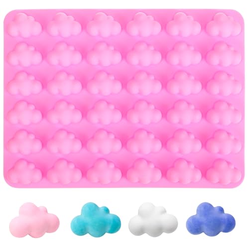 TOMETURE Molde de Silicona para Dulces Forma de Nube Reutilizable y Resistente al Calor Molde Práctico para Golosinas y Chocolates Caseros Color Rosa Cavidades Pequeñas para Repostería y