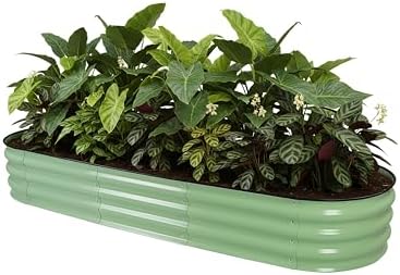 Canteiros Metálicos Elevados para Jardim (Verde, Oval 200x60cm)