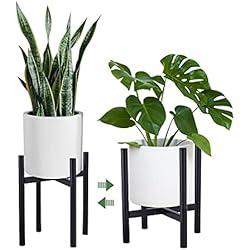 Macetero Pedestal Negro O'woda Soporte para Plantas de Hierro, Soporte de Maceta Expandible, para Exhibición de Flores, Estante para Interiores y Exteriores, 21-30 cm, Negro