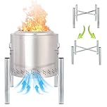 Firepit Stand, 15-27 inches Fire Pit Stand for Solo Stove Bonfire Ranger and Other Outside Firepit, Outdoor Camping Fire Pit Accessory, Stainless Steel Firepit Stands for Fireplace Use, Silver