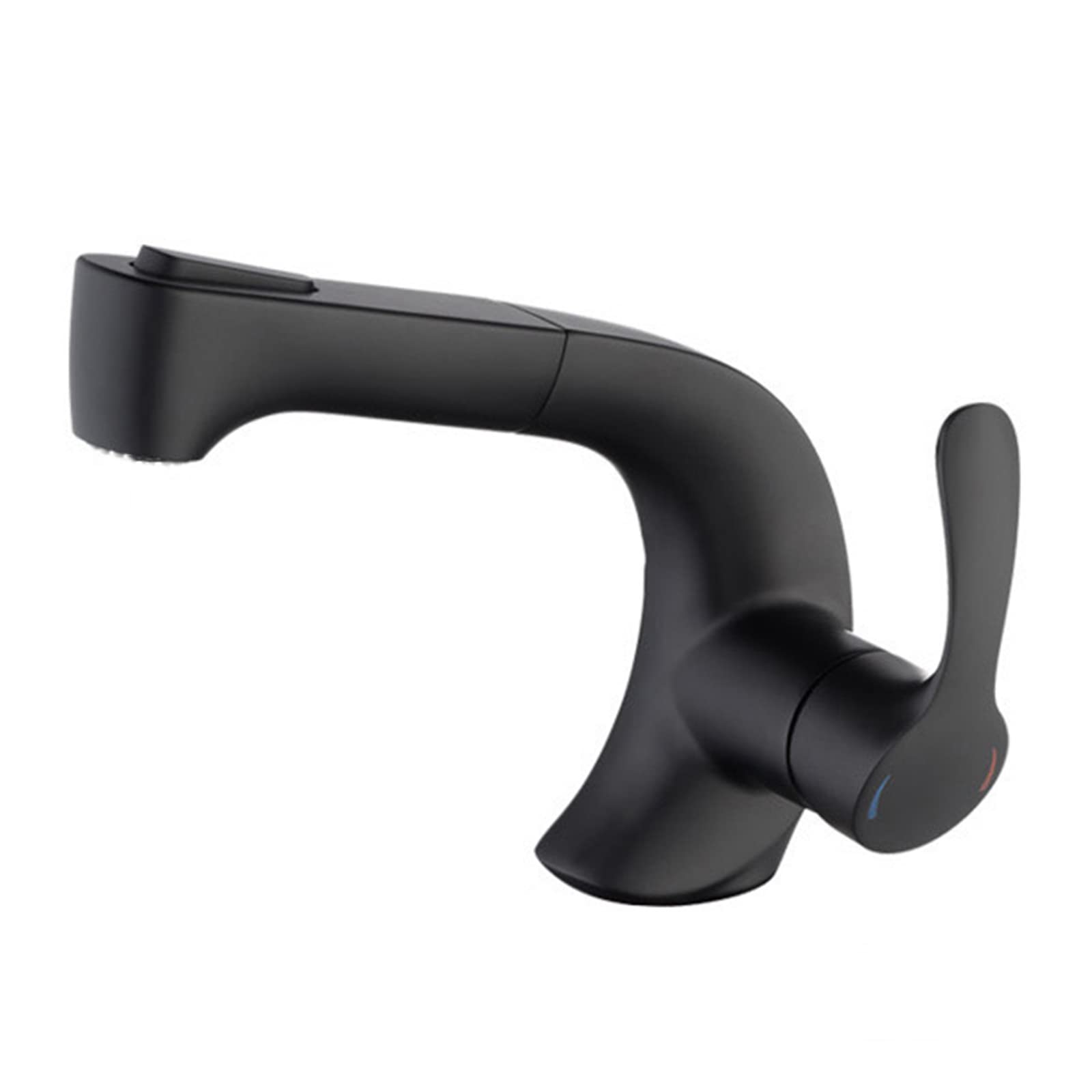 VDOQTLJT Bathroom Faucet with Pull Out Spray Single Hole Telescopic Hot and Cold Water Brass Sink Faucet-Black(Nero)