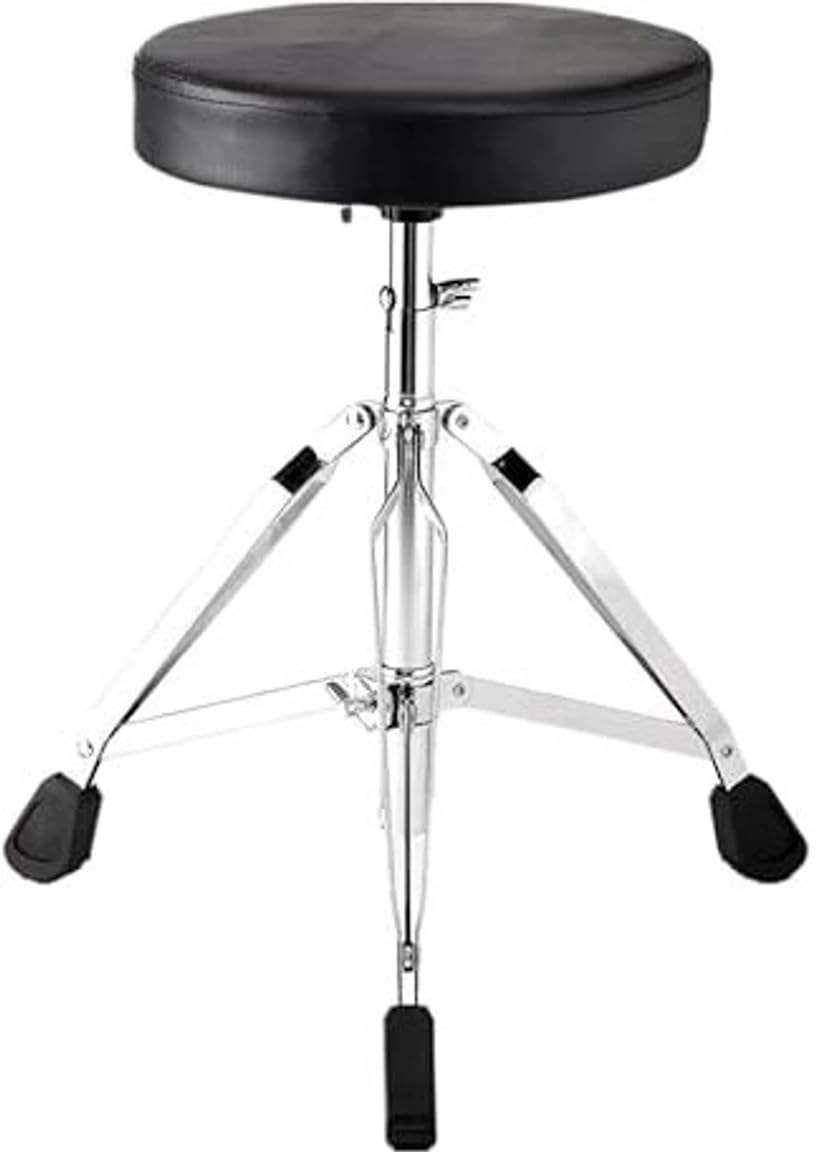 R 26 Adjustable Piano Stool with PU Leather Seat | Chrome Tripod Base Round Padded Drum Throne | Height Adjustable Comfortable Music Stool for Piano Keyboard Drums-image-25