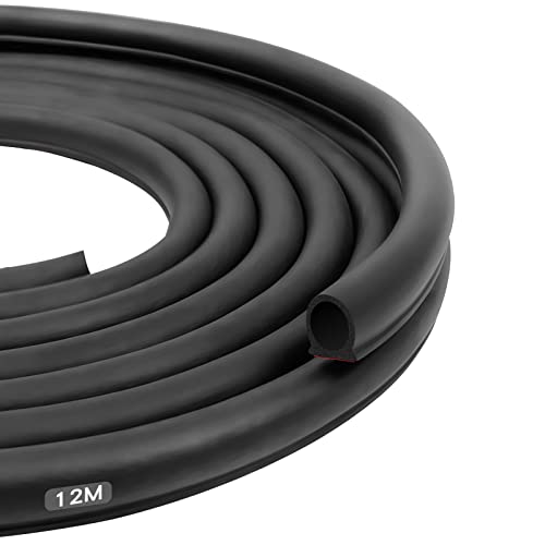 Joint de porte de voiture En caoutchouc 12m En forme de D joint caoutchouc protection porte de voiture Bourrelet à isolation sonore (12m, Noir)