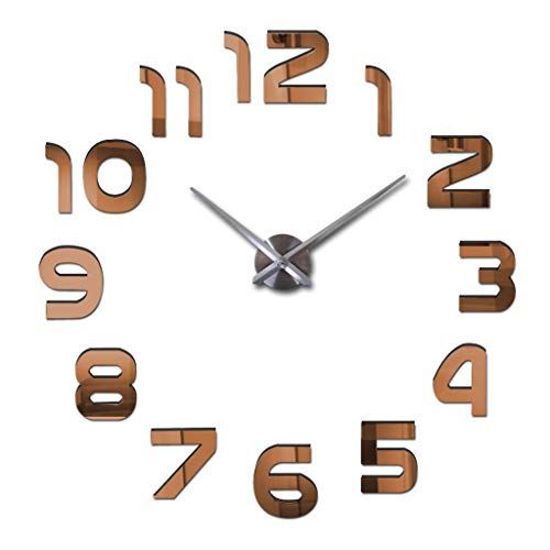 Reloj de Pared 3D con Números Grandes y Espejo Marrom 80-120cm miniatura 1