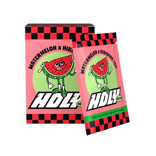 HOLY Iced Tea 10er Probier-Box Watermelon mit Wassermelonen Geschmack Pulver | 10 Portionen mit Antioxidantien | Zuckerfreier Eistee | Vegan mit natürlichen Fruchtaromen