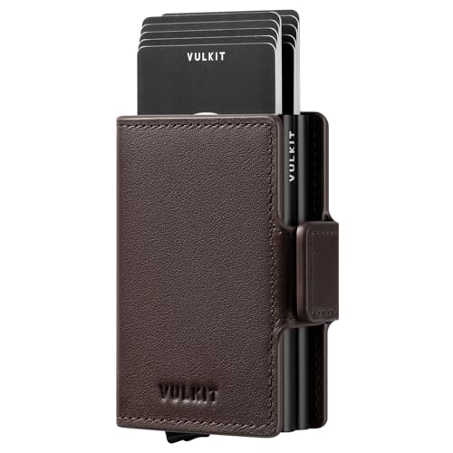 Image of VULKIT Credit Card Holder RFID Blocking Leather Automatic Pop Up Wallet Magnetic Wallet Double Card Case for Men and Women