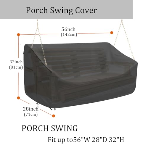 Porch Swing Cover 56 Inch Waterproof 600D Oxford Hanging Outdoor Swing Cover All Weather Protected Swing Covers for Outdoor Furniture by YHINGG - Used condition - Image 2
