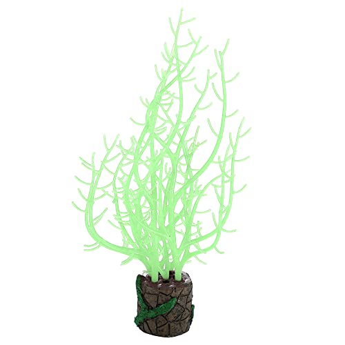 VOCOSTE Silicone Glowing Aquarium Tree Coral, for Fish Tank Green