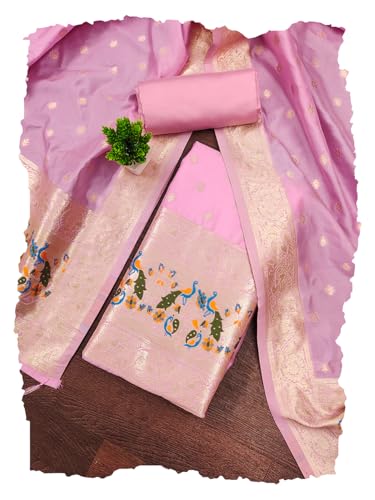 Image of DEVANGI Women's Pathni Banarasi Silk Unstitched Salwar Suit Dress Material With Dupatta