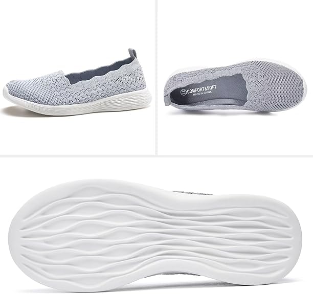 Image of Puxowe Women's Slip-On Walking Shoes | Lightweight Knit Sneakers with Memory Foam Insole, Breathable & Wide Fit Available for Daily Walking, Casual & Travel