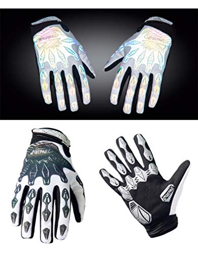 Kneos Tech Qepae Reflective Cycling Gloves Skeleton Gloves Full Finger Gloves Men Shockproof