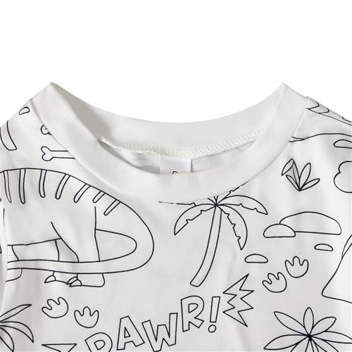 Funny DIY Hand Painted Homewear Set Color Your Own Pajamas You Can Color with Markers Cartoon Sets Black White 2-9T3