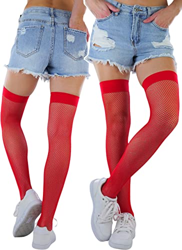 Image of ToBeInStyle Women's Diamond Large and Fine Fence Net Fishnet Nylon Thigh High
