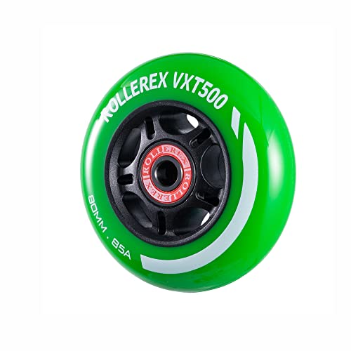 Rollerex Vxt500 Ripstik/Inline Skate Wheels (2-Pack W/Bearings, Spacers And Washers) - Use On Roller Blades, Ripstik Caster Boards, Ripsticks, Luggage, Baggage Or Wheelchairs (Turf Green, 80Mm) #TOP1