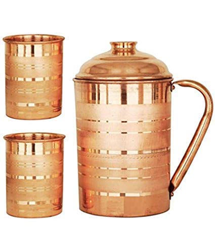 KK Once Copper Pure Copper Silver Touch JUG with Two Copper Glass