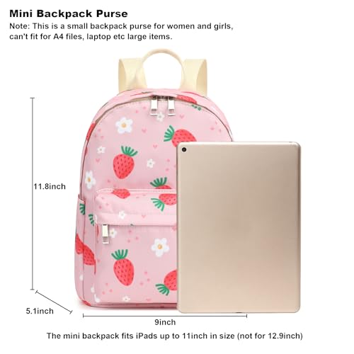 Image of Strawberry Mini Backpack Women Girls, Small Backpack Purse for Adults Teens Kids School Travel
