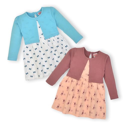 Image of LuvLap Baby Girls 100% Cotton Full Sleeve Girl Frock, Pack of 02