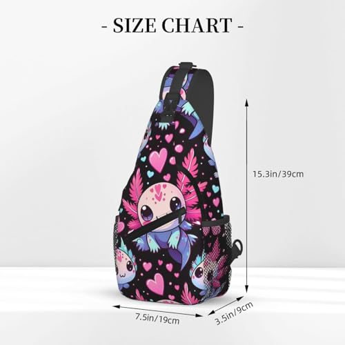 Neon Heart Axolotls Sling Backpack Unisex Crossbody Chest Bag Shoulder Chest Bag For Women Men Hiking Travel3