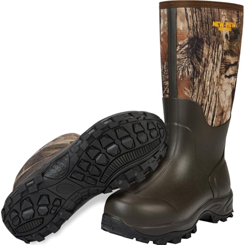 NEW VIEW Insulated Hunting Boots for Men Cold Weather, 6mm Neoprene Rubber Boots for Winter, Camo Durable Waterproof Mud Boot for Deer, Duck, Bird Hunting