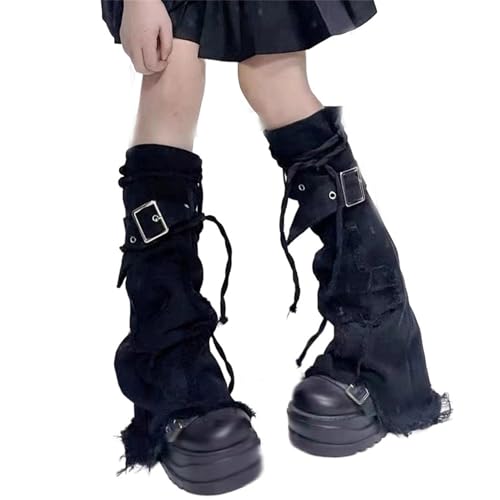 Image of Sup-Coente Gothic Flare Leg Warmers for Women Punk Goth Steampunk Y2k Emo Grunge