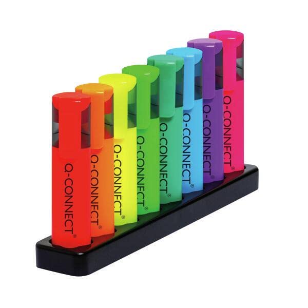Q-Connect Deskset with 8 Neon Highlighters (Pack of 8) KF11399+ Free finchley Refill Pen (4)