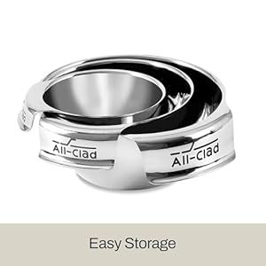 All-Clad Kitchen Essentials Stainless Steel Mini Measuring Bowl Set 3 Piece, Includes 1, 1/2 and 1/4 Stackable Measuring Cups, Gadgets for Cooking & Baking, Cookware Tools, Dishwasher Safe, Silver All Clad Kitchen Essentials Stainless Steel Mini Measuring Bowl Set 3 Piece Includes 1 12 and 14 Stackable Measuring Cups Gadgets for Cooking Baking Cookware Tools Dishwasher Safe Silver