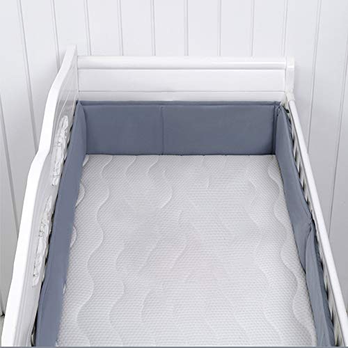 Breathable Crib Liner Protector, WOOPOWER 4-Piece Baby Crib Bumper Safety Guard Pad with Thick Padding Machine Washable,Mesh Crib Liner Nursery Bed Essential for Boys Girls