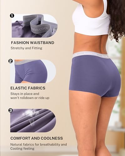 BAMBOO COOL Womens Boyshort Panties Cooling Underwear Soft Lightweight Moisture Wicking Boxer Briefs for Ladies 4 Pack3