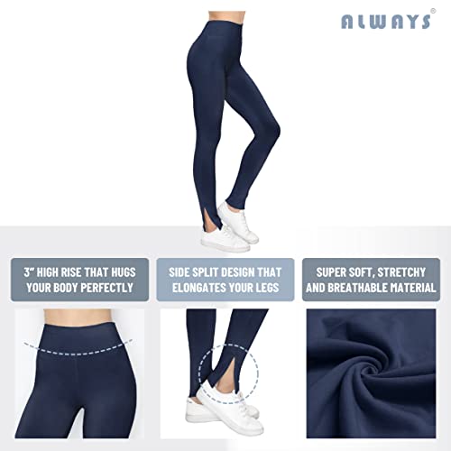 Women's High Waisted Yoga Leggings - Buttery Soft Comfortable Stretch Side Split Hem Workout Casual Pants Fuchsia XL - image 5