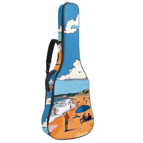 Housse guitare basse 101.6 cm imperméable Oxford avec motif de plage abstraite