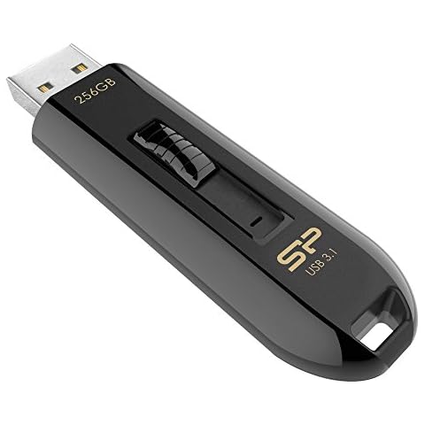 Silicon Power 256 GB USB Flash Drive, B21 Blaze, USB3.1, Retractable Connector, Built-in Strap Hole Design, Data Backup and Restore, AES 256-bit Encryption Cover