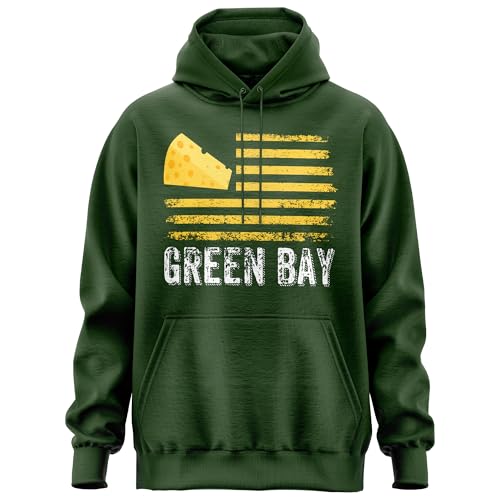Printbox Originals Cheese Head Hoodie Green Bay Football Cheese USA Flag Gameday Sweater for Men Women