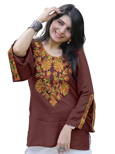 Image of Youthnic Women's Light Green Rayon Yoke Embroidery Straight Short Kurti | Office Wear Kurti | College Wear Kurti | Tunic Top