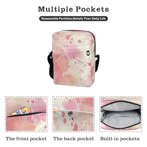 KLL Watercolor Abstract Splash-ink Peach messenger bags for women Vegan Leather men's shoulder bag Casual Shoulder Hand Bag For Woman2