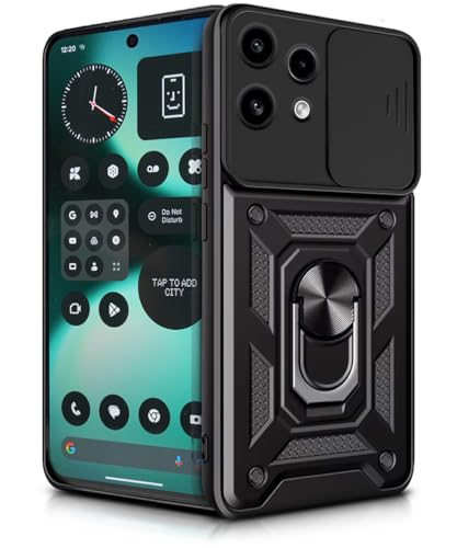 Image of WOW IMAGINE Tough Armor Bumper Mobile Back Case for Nothing Phone 3A Lite | Sliding Camera Cover | Shock Proof 360 Protection | Hybrid PC + TPU | Ring Holder with Kickstand - Black