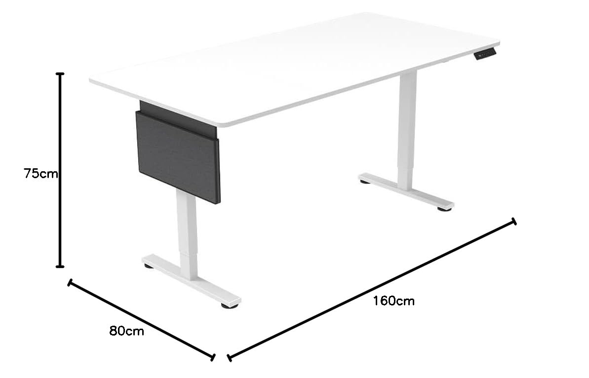 Home Deluxe Scrivania regolabile in altezza, design ergonomico in bianco, 160 x 80 cm, per ufficio e casa
