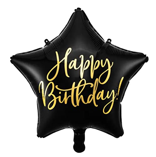 Libetui Folienballon Stern Happy Birthday Schwarzer Ballon Geburtstag PartyDeco Luftballon Geburtstag Ballon Stern Gold