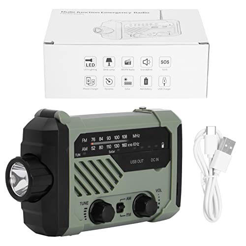 AM/FM Solar Radio, 200000mAh Digital Radio Portable Power Bank with Solar Charging, USB Rechargeable Hand Crank Dynamo Radio for Outdoor Camping Emergency Flashlight