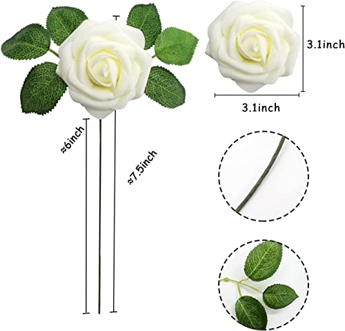 Image of Cotton Artificial Real Touch Faux Flower For Vases, Height 9 Inch Length 4 Inch, White Color, 25 Pcs, Home Decorations (White)